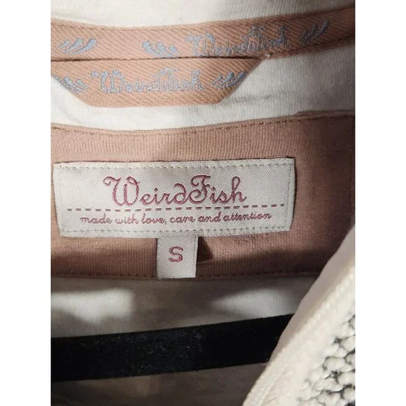 Weird Fish Womens Jacket Macaroni Knit Cream/Gray Athletic Old Money Preppy S - Picture 4 of 8